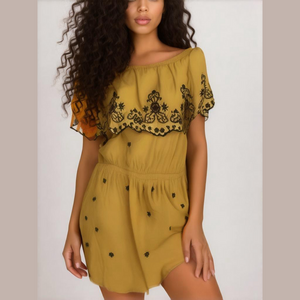 Love Tree Romper Women Medium Floral Embroidered Eyelet